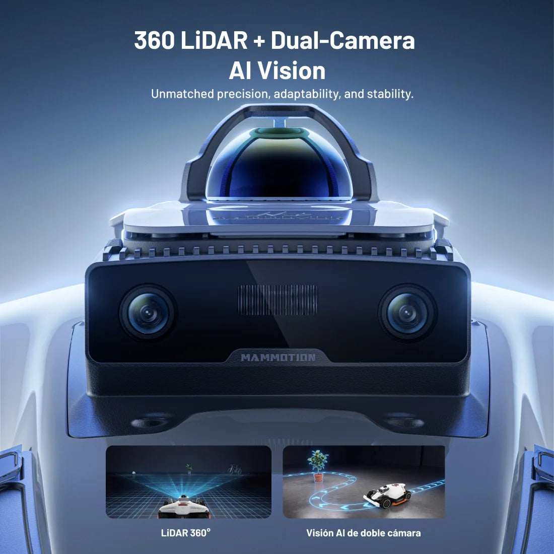 LUBA 3 AWD 1500H Robot Lawn Mower , 0.37Acres,360° Lidar+Dual-Cam AI Vision, 80% Slopes,2.2-4.0In Cut
