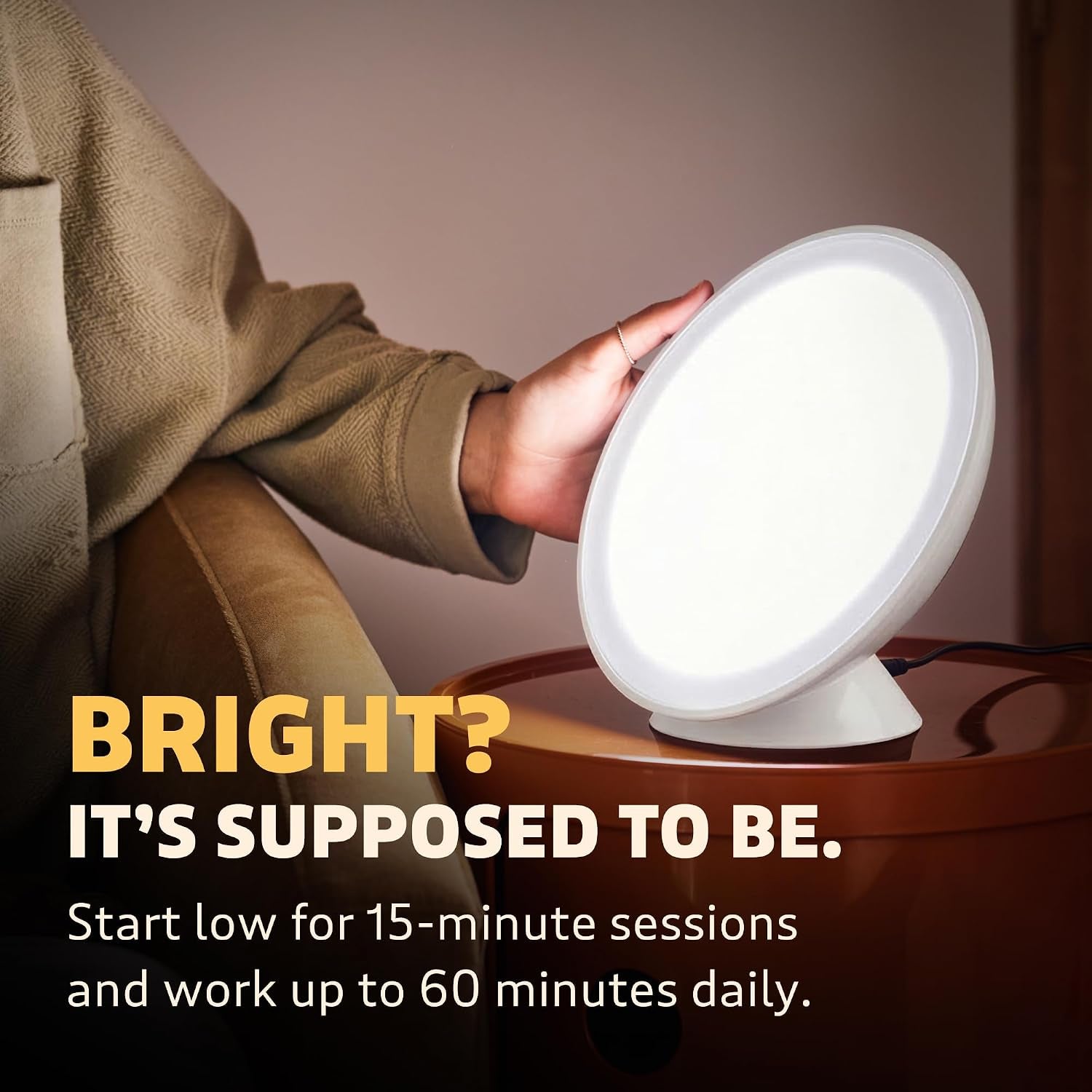 Lampu 10,000 Lux Light Therapy Lamp | Seen on Shark Tank | Sun Lamp for Seasonal Blues | Ultra Bright White Light Therapy | 10,000 LUX | Uv-Free | Full-Spectrum | Top of the Line