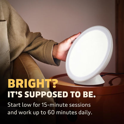 Lampu 10,000 Lux Light Therapy Lamp | Seen on Shark Tank | Sun Lamp for Seasonal Blues | Ultra Bright White Light Therapy | 10,000 LUX | Uv-Free | Full-Spectrum | Top of the Line