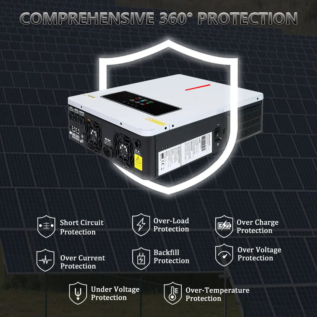 3600W Hybrid Solar Inverter 24VDC 120VAC Off-Grid On-Grid Inverter Pure Sine Wave 120A MPPT Solar Charge Controller