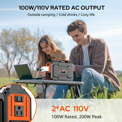 Solar Powered Generator 100W, Portable Power Station with Solar Panels 40W | 146Wh Solar Power Bank with AC Outlet,Usb A,USB C, DC Output, Small Solar Generator for Home Use Outdoor Camping RV Van Trip