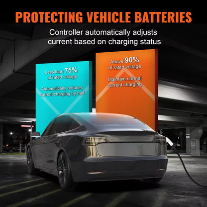 Level 2 Portable EV Charger, 40A 240V, 25 Ft. Cable, NEMA 14-50P Plug, Adjustable Current for Home EV Charging