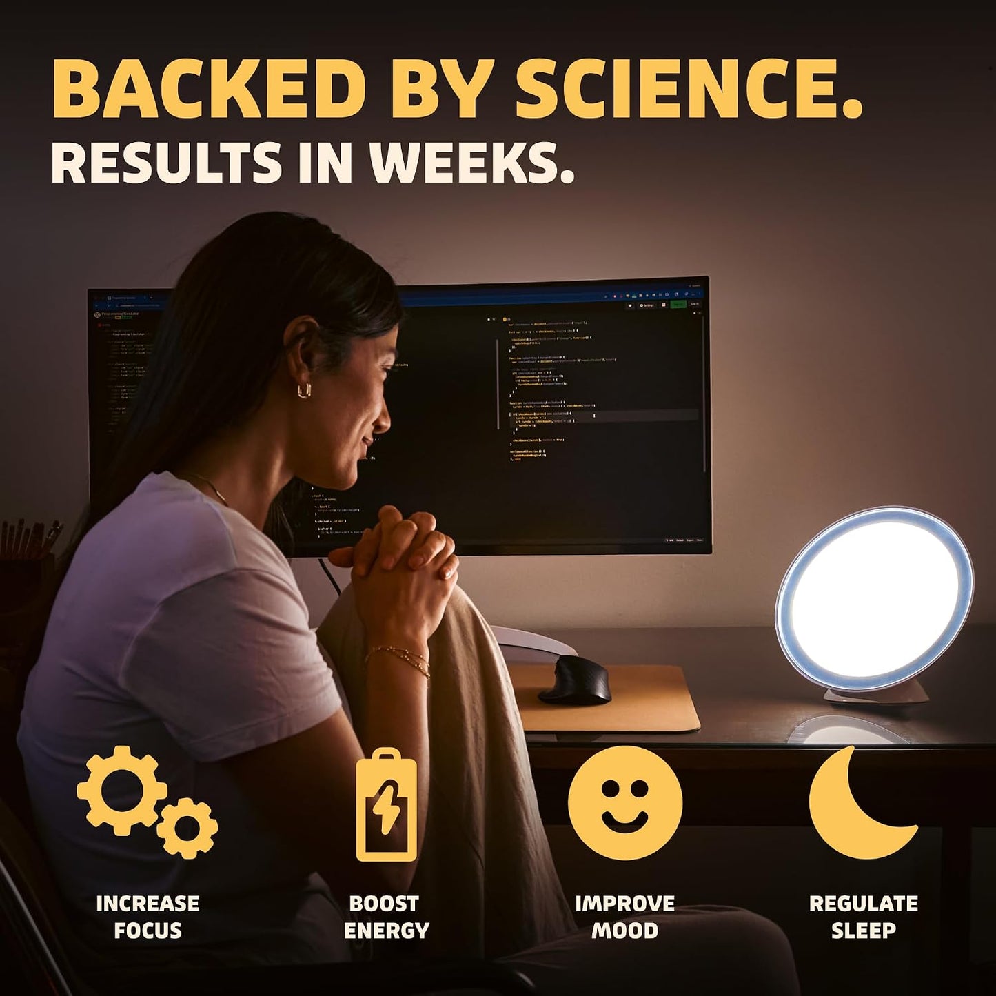 Lampu 10,000 Lux Light Therapy Lamp | Seen on Shark Tank | Sun Lamp for Seasonal Blues | Ultra Bright White Light Therapy | 10,000 LUX | Uv-Free | Full-Spectrum | Top of the Line