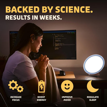 Lampu 10,000 Lux Light Therapy Lamp | Seen on Shark Tank | Sun Lamp for Seasonal Blues | Ultra Bright White Light Therapy | 10,000 LUX | Uv-Free | Full-Spectrum | Top of the Line
