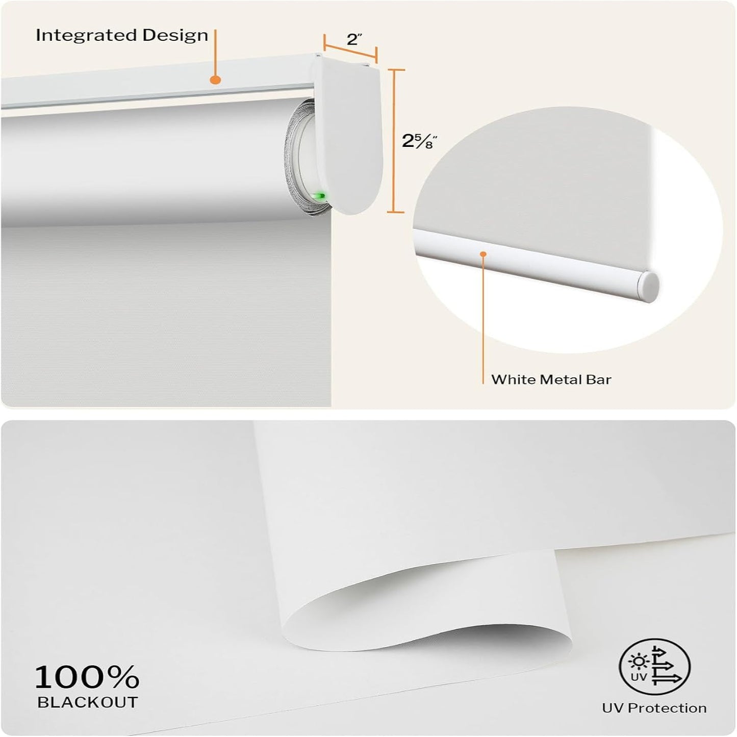 Motorized Blinds with Remote APP Control Blackout Roller Shades for Indoor Windows (Cross Texture White, 34" W X 72" H)