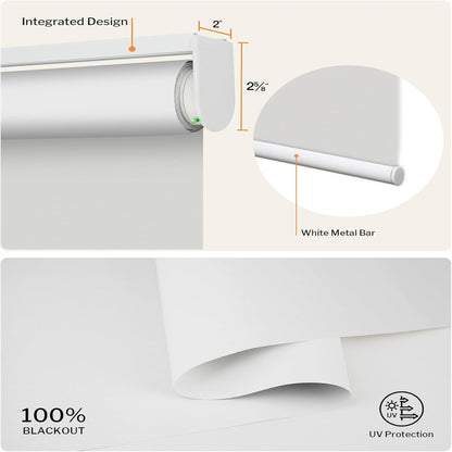 Motorized Blinds with Remote APP Control Blackout Roller Shades for Indoor Windows (Cross Texture White, 34" W X 72" H)