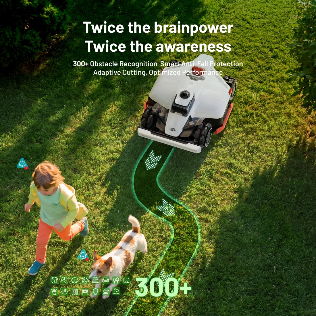 LUBA 3 AWD 1500H Robot Lawn Mower , 0.37Acres,360° Lidar+Dual-Cam AI Vision, 80% Slopes,2.2-4.0In Cut