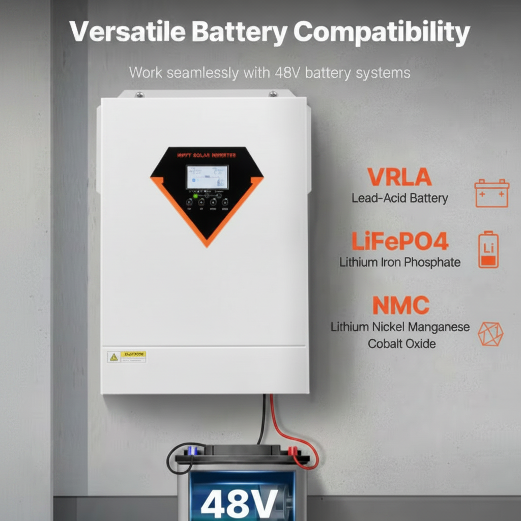 Hybrid Solar Inverter 3500W All in One Pure Sine Wave Charger 24 V DC to 220/230V AC Built-In 100A MPPT Solar Controller