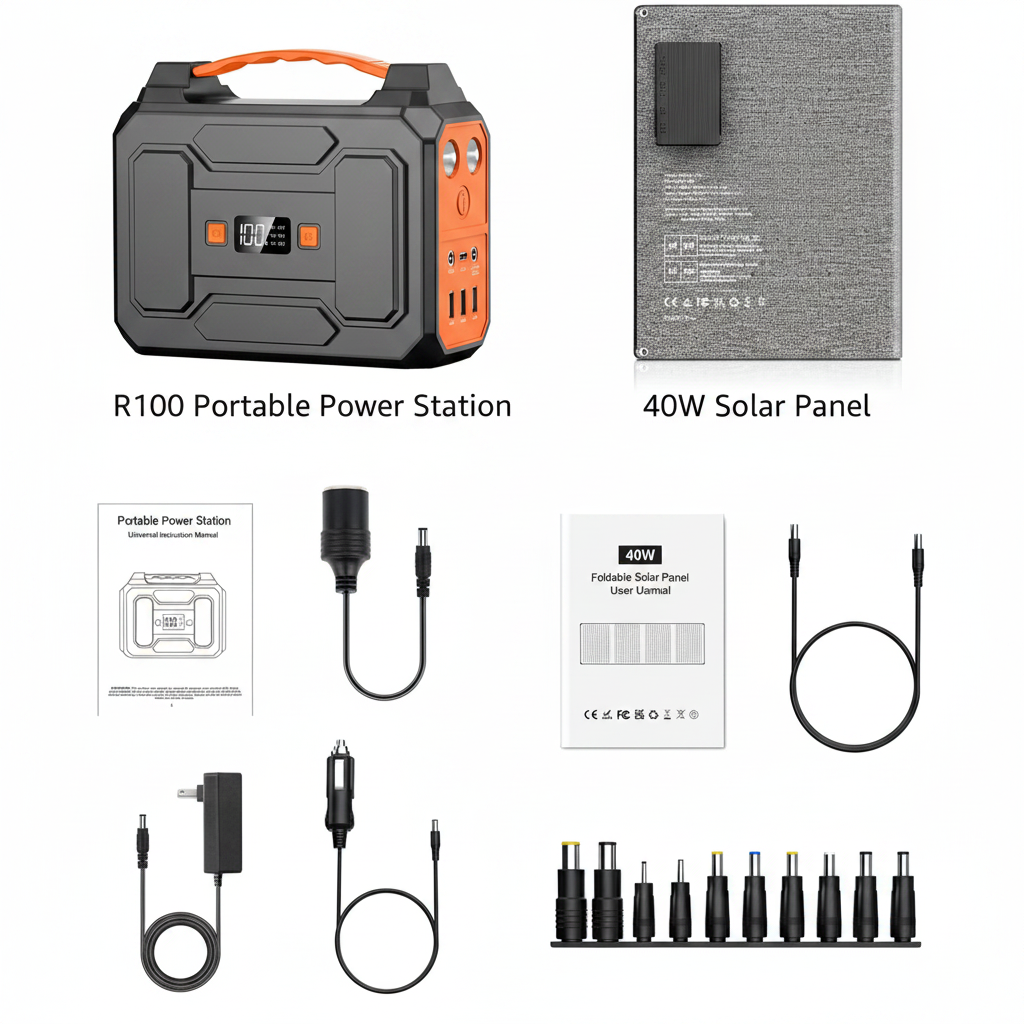 Solar Powered Generator 100W, Portable Power Station with Solar Panels 40W | 146Wh Solar Power Bank with AC Outlet,Usb A,USB C, DC Output, Small Solar Generator for Home Use Outdoor Camping RV Van Trip
